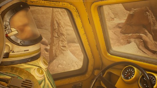 Впечатления от игрового процесса Invincible: мертвый астронавт сидит на месте водителя вездехода.