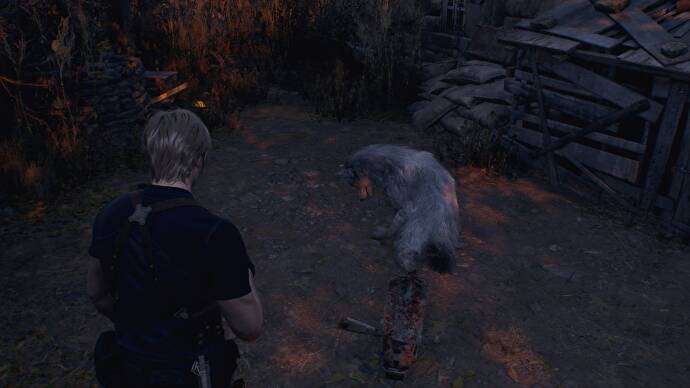 Леон спасает собаку в Resident Evil 4 Remake