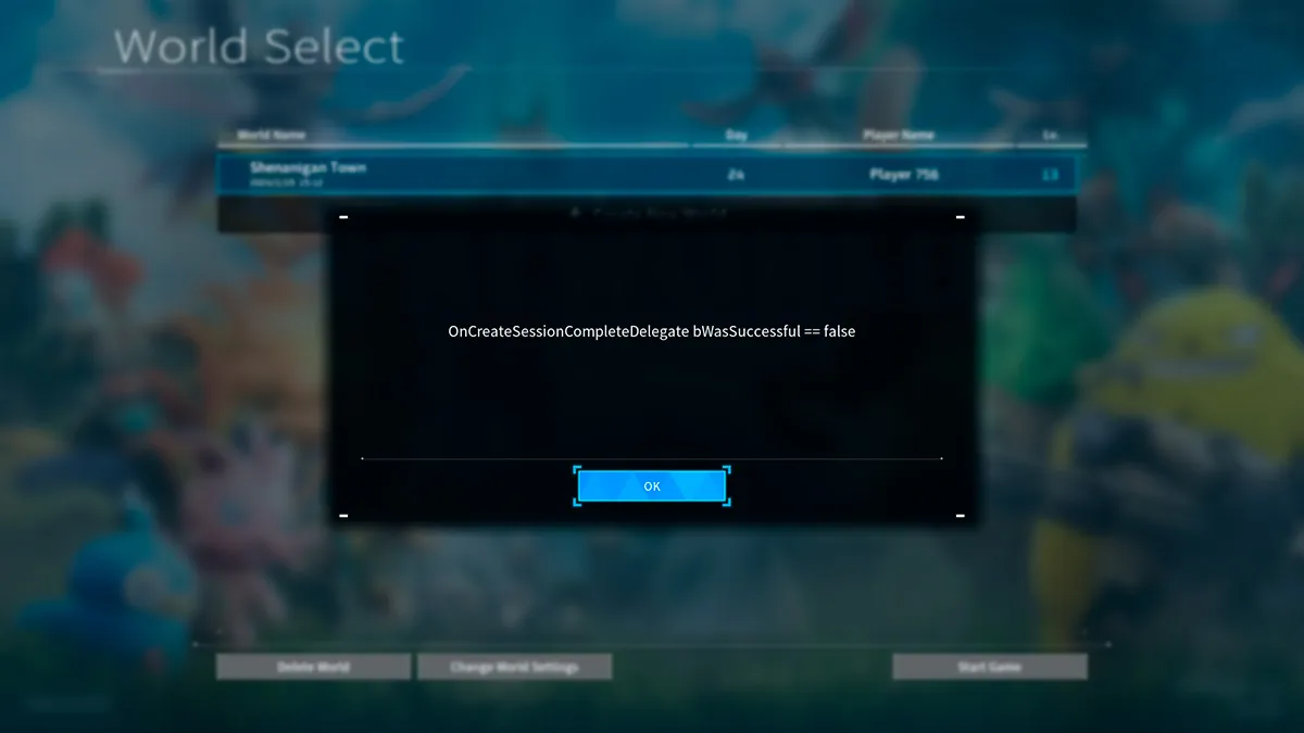 Palworld OnCreateSessionCompleteDelegate